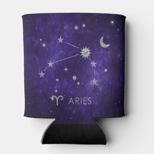 〔占星術の〕十二宮図紫の牡羊座 |宇宙占星術占星術 缶クーラー (裏面)