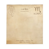 〔占星術の〕十二宮図署名蠍座- Personalizable Notepad ノートパッド (正面)