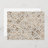 〔占星術の〕十二宮図記号記号パステル金ゴールド ポストカード (正面/裏面)