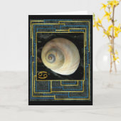 〔占星術の〕十二宮図記号：がんの誕生日の挨拶 カード (黄色い花)