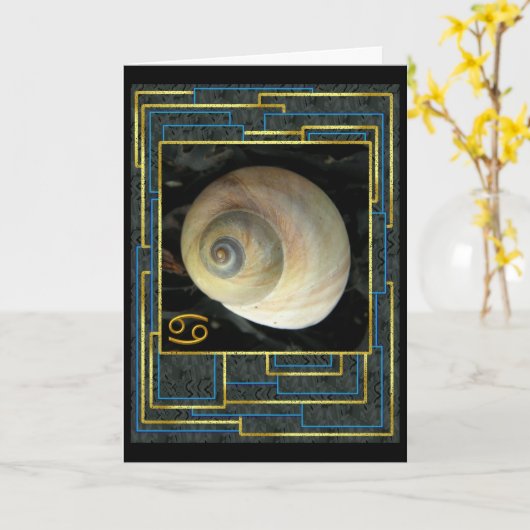 〔占星術の〕十二宮図記号:がんの誕生日の挨拶 カード (黄色い花)