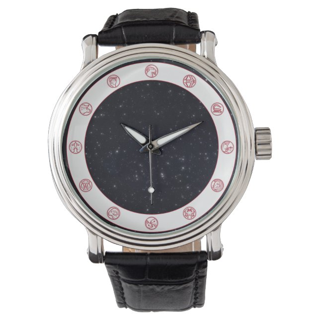 〔占星術の〕十二宮図記号（星あり） 腕時計 (正面)