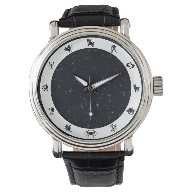 〔占星術の〕十二宮図記号/星付き記号 腕時計 (正面)