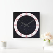 〔占星術の〕十二宮図記号（星付き） スクエア壁時計 (ホーム)