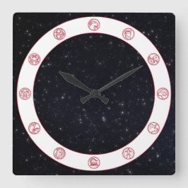 〔占星術の〕十二宮図記号(星付き) スクエア壁時計