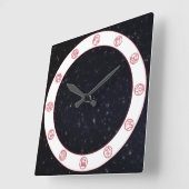 〔占星術の〕十二宮図記号（星付き） スクエア壁時計 (傾斜)