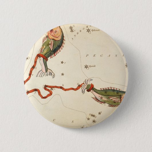 「〔占星術の〕十二宮図記号：魚座」ボタン 缶バッジ (正面)