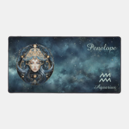 〔占星術の〕十二宮図誕生サインアクエリアスアストログ デスクマット