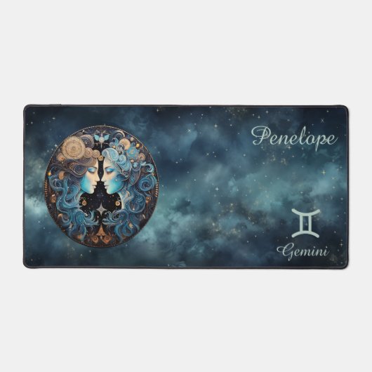 〔占星術の〕十二宮図誕生サインジェミニアストロログ デスクマット (正面)