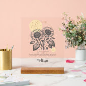 〔占星術の〕十二宮図誕生フラワーアートレパーソナライズされたオギフト アクリルサイン (ウェディング)