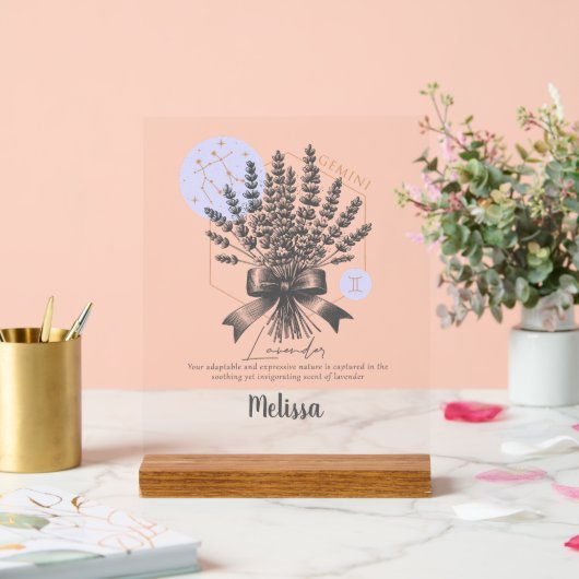 〔占星術の〕十二宮図誕生フラワージェミパーソナライズされたニギフト アクリルサイン (ウェディング)