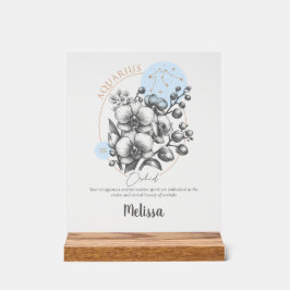 〔占星術の〕十二宮図誕生フラワーパーソナライズされたアクエリアスの贈り物 アクリルサイン