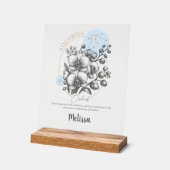 〔占星術の〕十二宮図誕生フラワーパーソナライズされたアクエリアスの贈り物 アクリルサイン (傾斜)