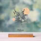 〔占星術の〕十二宮図誕生フラワーパーソナライズされたタウラスギフト アクリルサイン (ニュートラル)