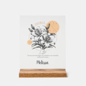 〔占星術の〕十二宮図誕生フラワーパーソナライズされたタウラスギフト アクリルサイン (正面)