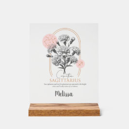 〔占星術の〕十二宮図誕生フラワーパーソナライズされた射手座ギフト アクリルサイン
