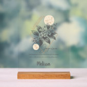 〔占星術の〕十二宮図誕生フラワーパーソナライズされた山羊座ギフト アクリルサイン (ニュートラル)