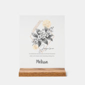 〔占星術の〕十二宮図誕生フラワーパーソナライズされた山羊座ギフト アクリルサイン (正面)