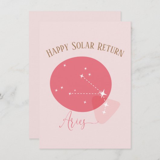 〔占星術の〕十二宮図誕生日アリーズフラットカード (正面/裏面)