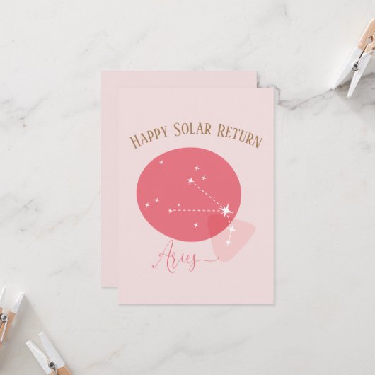 〔占星術の〕十二宮図誕生日アリーズフラットカード (正面/裏面インサイチュ)