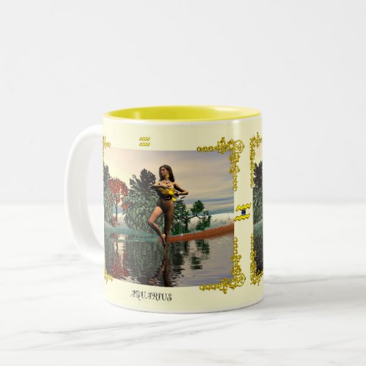 〔占星術の〕十二宮図誕生日シンボルや象徴 ツートーンマグカップ (正面左)