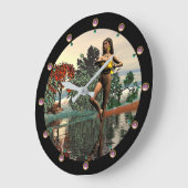 〔占星術の〕十二宮図誕生日シンボルや象徴/AQUARIUS Pink Gems ラージ壁時計 (傾斜)