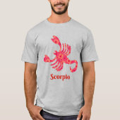 〔占星術の〕十二宮図赤とサンゴの蠍座の標識 Tシャツ (正面)