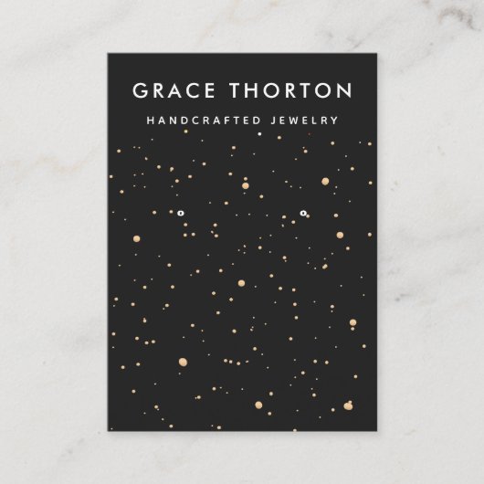 〔占星術の〕十二宮図金ゴールドスターズイヤリングジュエリー表示カード 名刺 (正面)