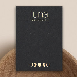 〔占星術の〕十二宮図金ゴールドムーンボーイヤリングジュエリー表示 名刺