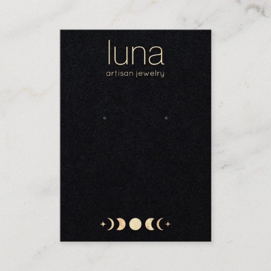 〔占星術の〕十二宮図金ゴールドムーンボーイヤリングジュエリー表示 名刺 (正面)