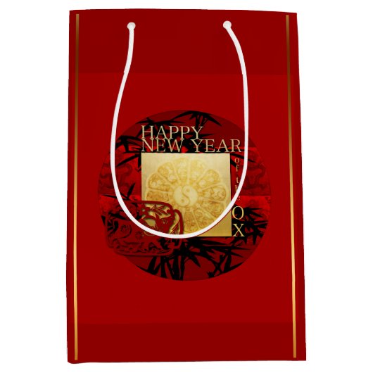 〔占星術の〕十二宮図陰陽中国のバンブーオックス年2021 MGB ミディアムペーパーバッグ (正面)