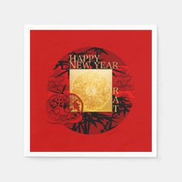 〔占星術の〕十二宮図陰陽中国のバンブーラット年2020 PN スタンダードカクテルナプキン