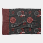 〔占星術の〕十二宮図魔法クリムゾン |ヘンナレッドゴシックスカルバラ キッチンタオル (横)