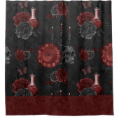 〔占星術の〕十二宮図魔法クリムゾン |ヘンナレッドゴシックスカルバラ シャワーカーテン (正面)