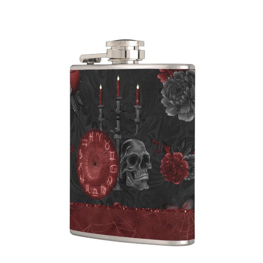 〔占星術の〕十二宮図魔法クリムゾン |ヘンナレッドゴシックスカルバラ フラスク (左)