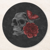 〔占星術の〕十二宮図魔法クリムゾン |ヘンナレッドゴシックスカルバラ ラウンドペーパーコースター (正面)