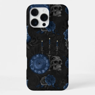 〔占星術の〕十二宮図魔法 ダークネイビーブルーゴシックスカルバラ iPhone 16 PRO MAXケース