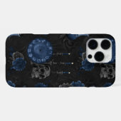 〔占星術の〕十二宮図魔法 |ダークネイビーブルーゴシックスカルバラ iPhoneケース (裏面横)