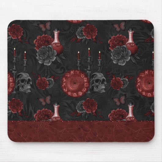 〔占星術の〕十二宮図魔法 |ヘンナレッドゴシックスカルバラ薬 マウスパッド (正面)