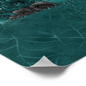 〔占星術の〕十二宮図魔法 |暗いティール(緑がかった色)グリーンゴシックスカルバラ ポスター (角)