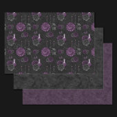 〔占星術の〕十二宮図魔法 |濃い紫色の梅ゴシックスカルバラ ラッピングペーパーシート