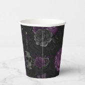〔占星術の〕十二宮図魔法 |濃い紫色の梅ゴシックスカルバラ 紙コップ (右)