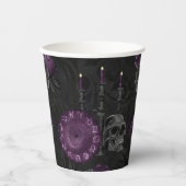 〔占星術の〕十二宮図魔法 |濃い紫色の梅ゴシックスカルバラ 紙コップ (正面)