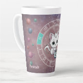 〔占星術の〕十二宮図魚座かわいいキャットホイール星占い カフェラテマグ (左アングル)
