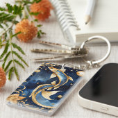 〔占星術の〕十二宮図魚座の水色デザイン キーホルダー (正面右)