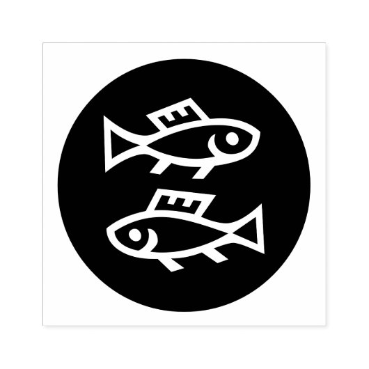 〔占星術の〕十二宮図魚座サークルゴム印 ラバースタンプ (インプリント)