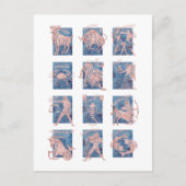 〔占星術の〕十二宮図12星印はがき ポストカード (正面)