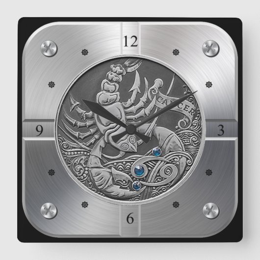 〔占星術の〕十二宮図～がん～天測～西天文学～ スクエア壁時計 (正面)