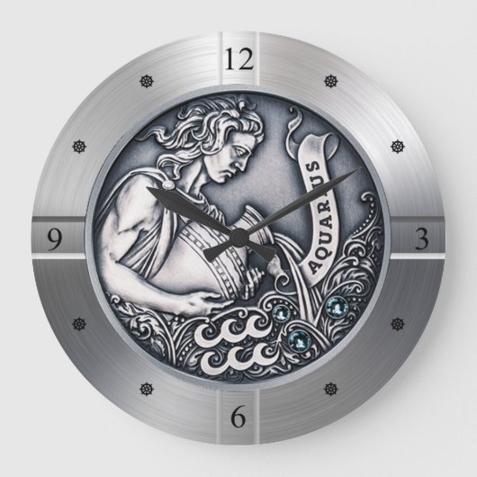 〔占星術の〕十二宮図～アクエリアス～天測～西星占い ラージ壁時計 (正面)