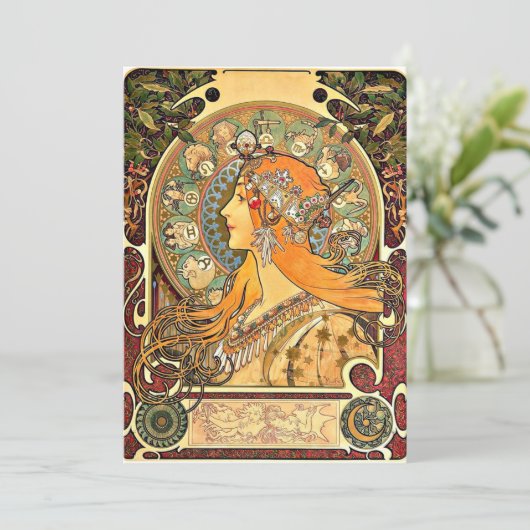 〔占星術の〕十二宮図、アールヌーボー絵画ズバイアルフォンスミュシャ カード (スタンド正面)